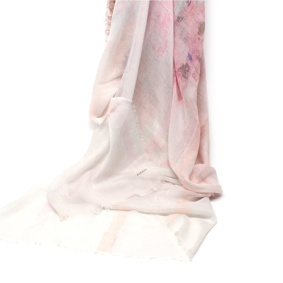 RUDSAK Large Rectangular Fringed Scarf Abstract Floral Motif 102" x 72" - Picture 8 of 9